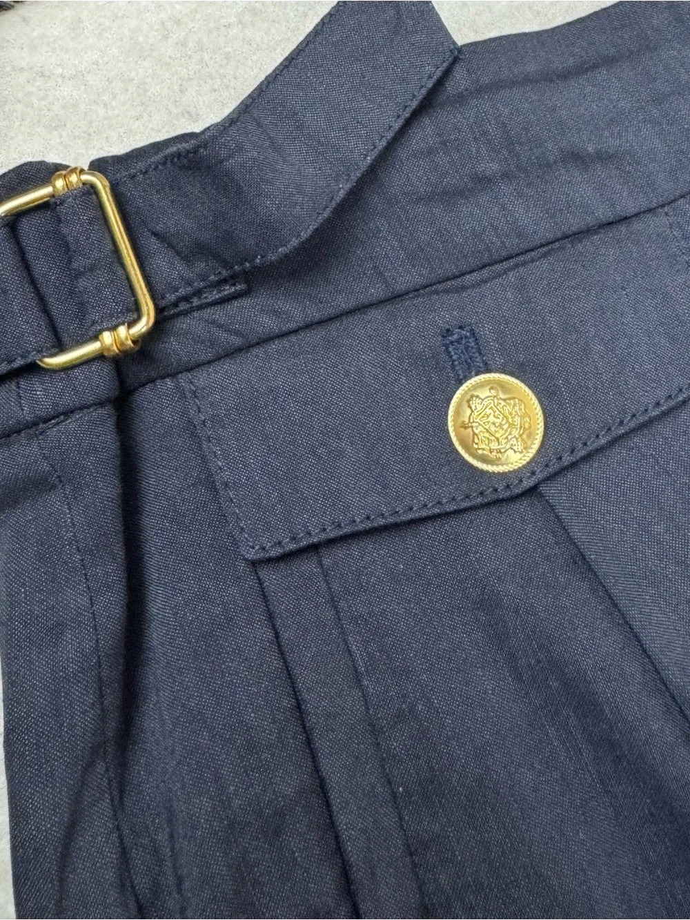J Crew Side Tab Trouser in Italian Linen Blend sz 10 Navy